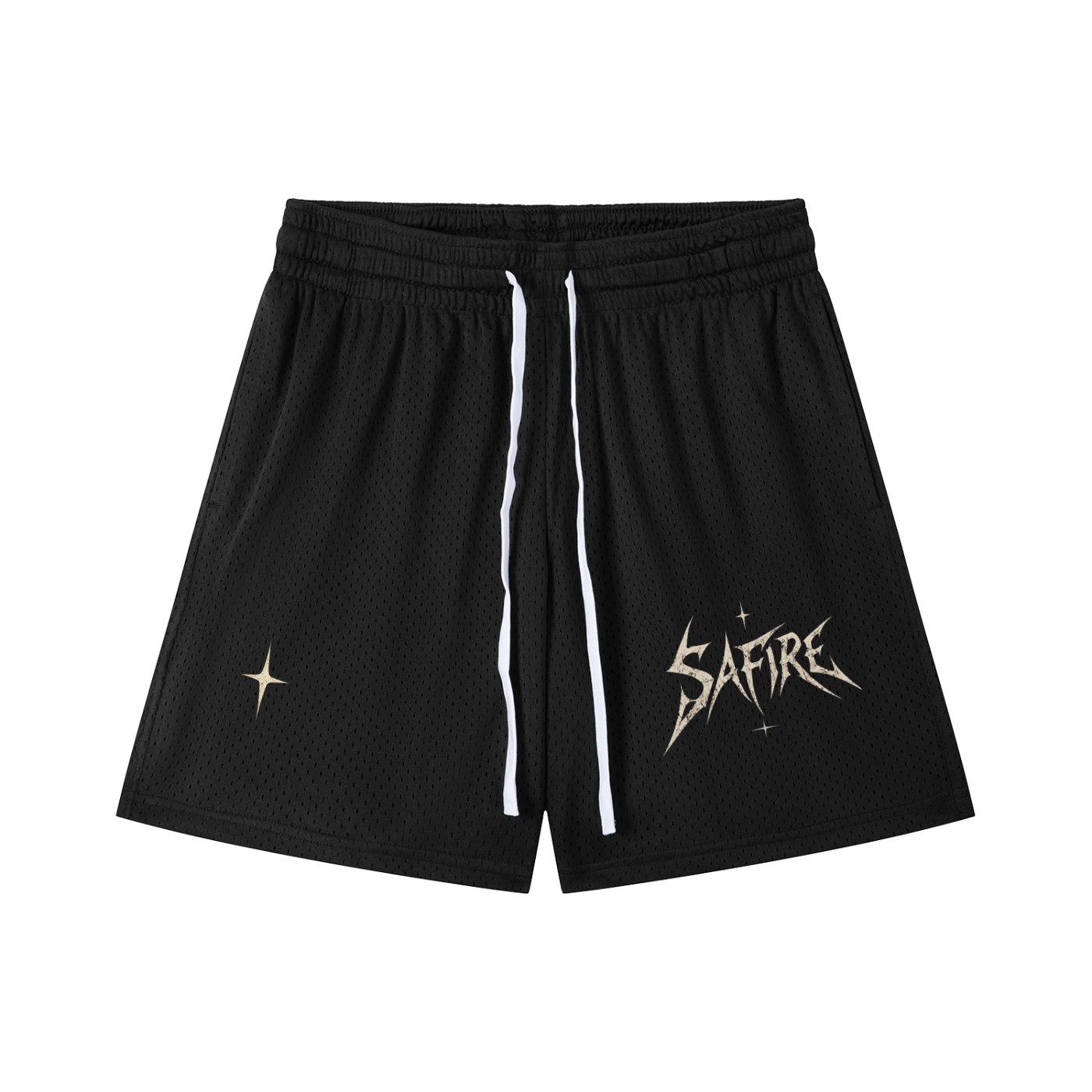 Black Safire Mesh Shorts